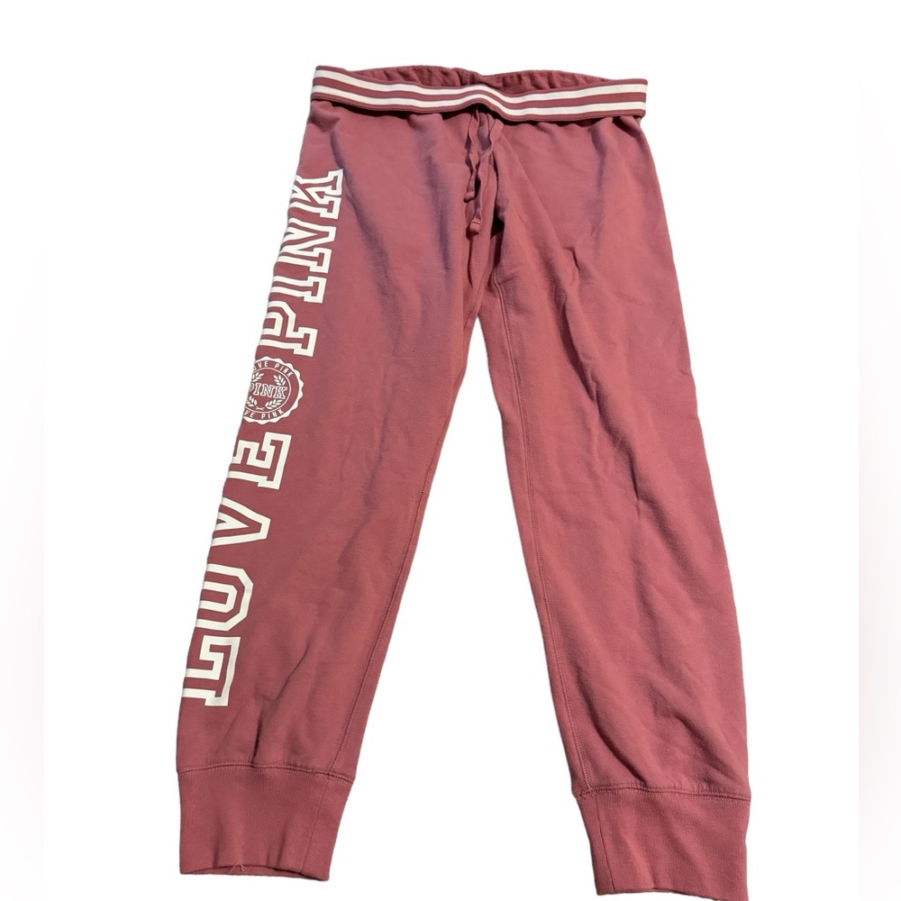 Victoria's Secret Pink Sweatpants Jogger Pants Pink/White L